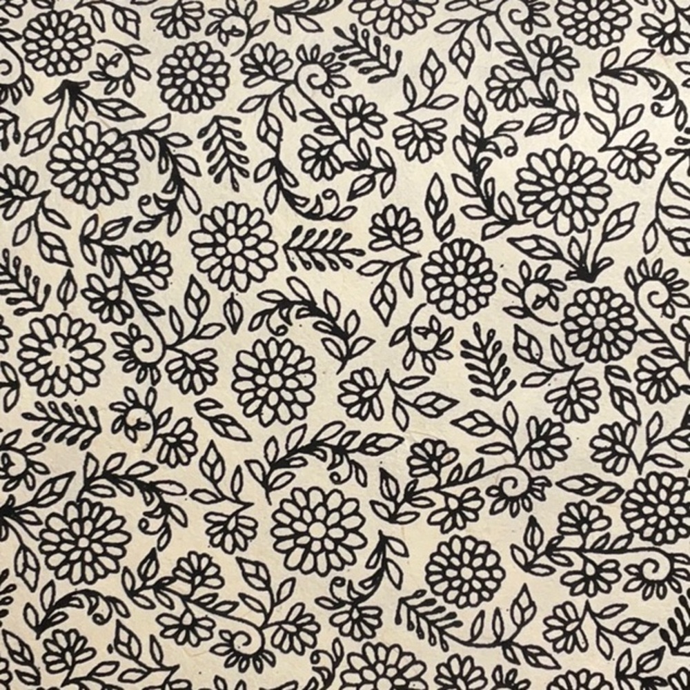 Pre-order today! Black floral on cream background. Hand Sewn Artist Journal.